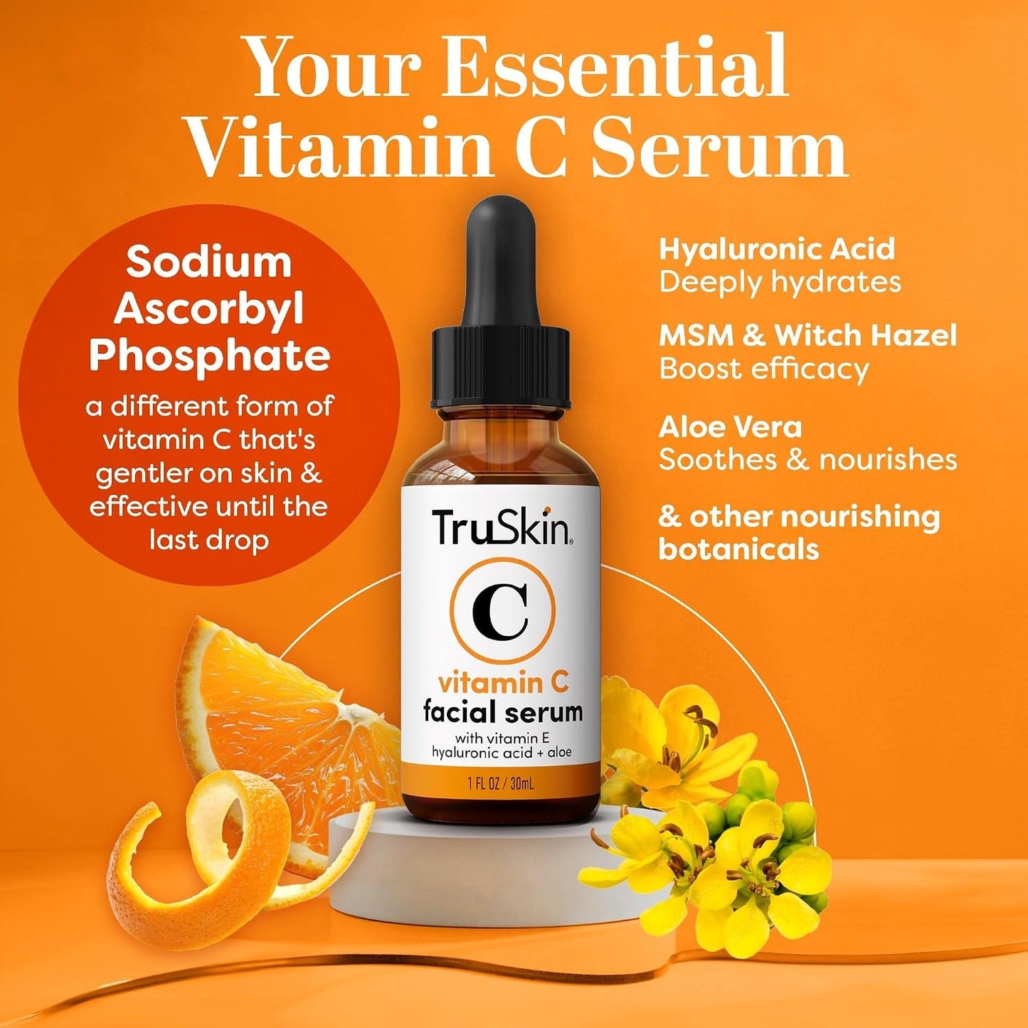 TruSkin Brightening Vitamin C Serum for Face with Hyaluronic Acid, Size: 2 Fl Oz (Pack of 1)
