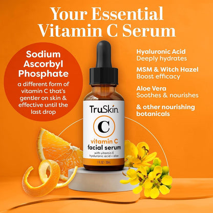TruSkin Brightening Vitamin C Serum for Face with Hyaluronic Acid, Size: 2 Fl Oz (Pack of 1)