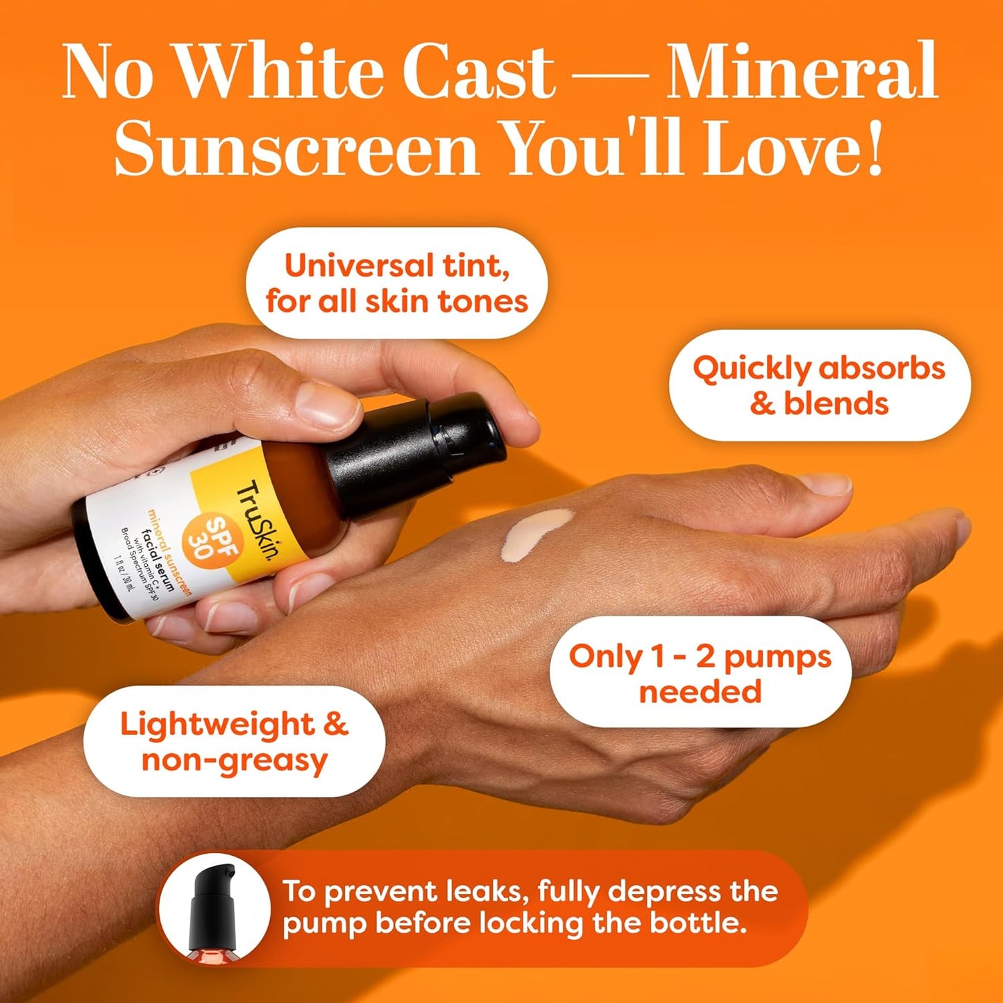 TruSkin Sunscreen Serum for Face - SPF 30 Universal Tinted Mineral Sunscreen Face Serum with Zinc Oxide..