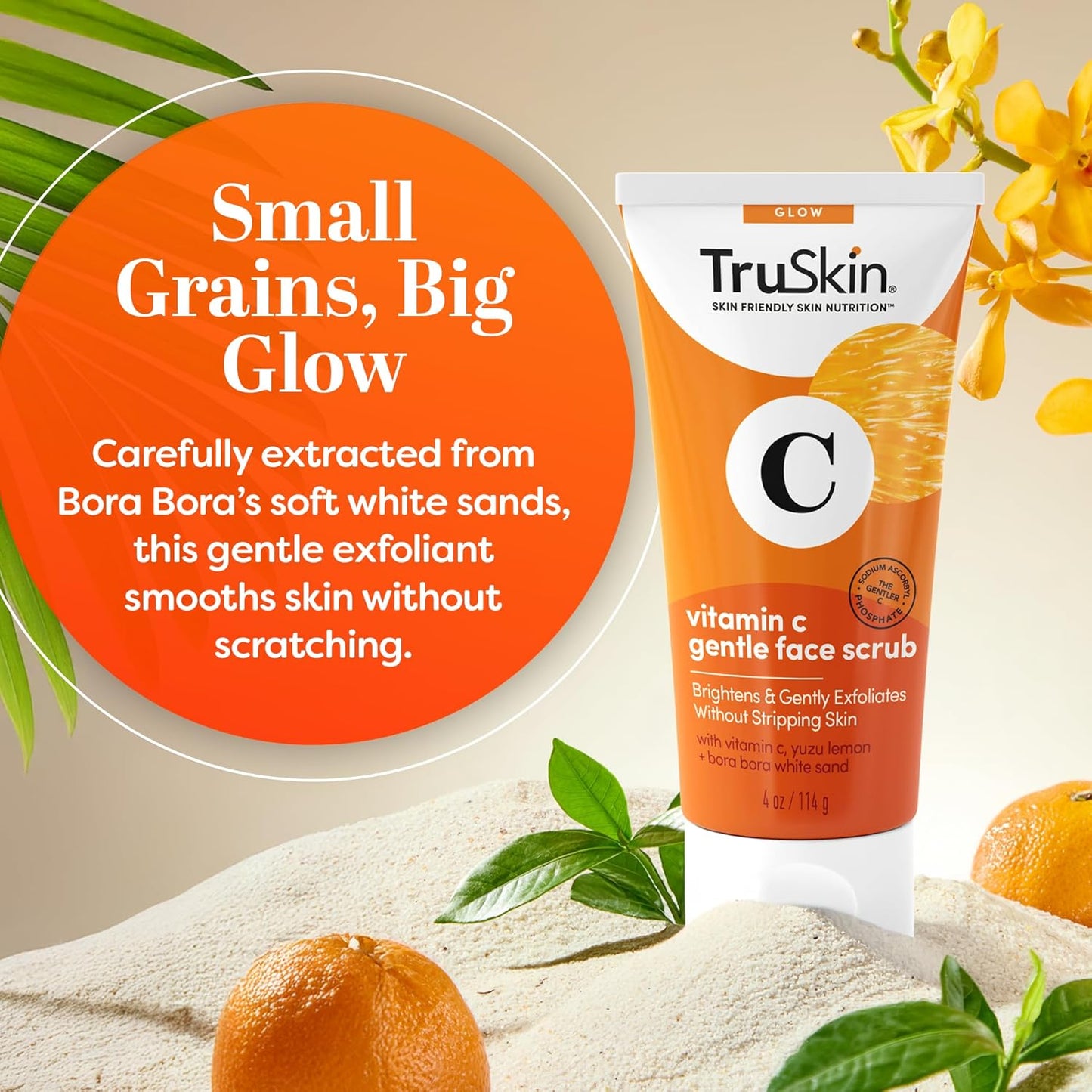 TruSkin Vitamin C Face Scrub &amp; Face Exfoliator - Brightening Facial Scrub with Bora Bora White Sand &amp; Yuzu Lemon..
