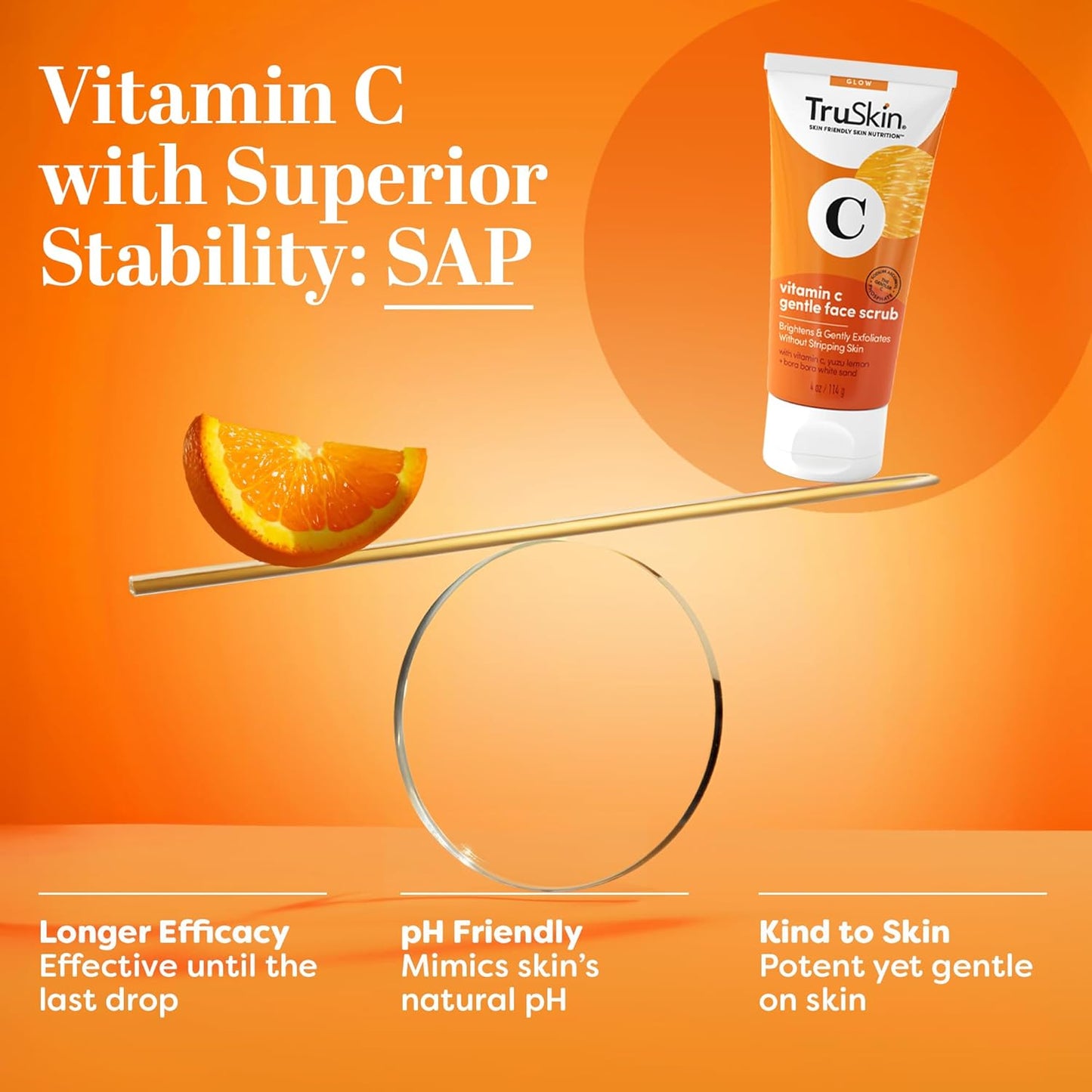 TruSkin Vitamin C Face Scrub &amp; Face Exfoliator - Brightening Facial Scrub with Bora Bora White Sand &amp; Yuzu Lemon..