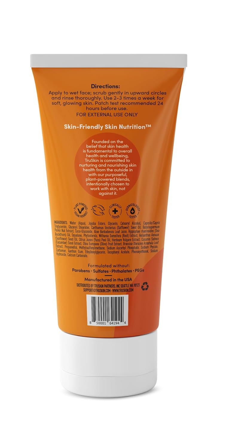TruSkin Vitamin C Face Scrub &amp; Face Exfoliator - Brightening Facial Scrub with Bora Bora White Sand &amp; Yuzu Lemon..
