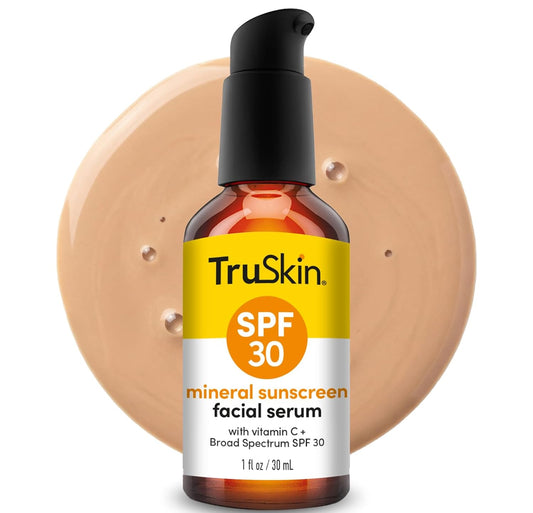 TruSkin Sunscreen Serum for Face - SPF 30 Universal Tinted Mineral Sunscreen Face Serum with Zinc Oxide..