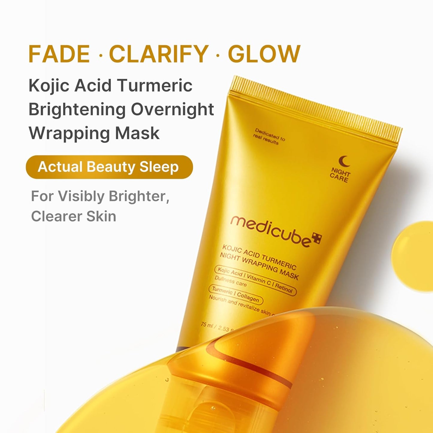 medicube Wrapping Mask Kojic Acid, Turmeric, Vitamin C Overnight Peel Off Facial Mask..