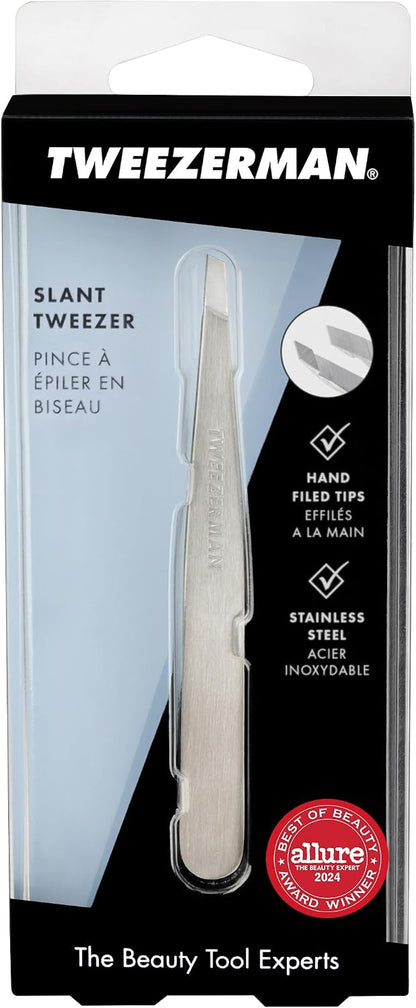Tweezerman Stainless Steel Slant Tweezer for Eyebrows Silver