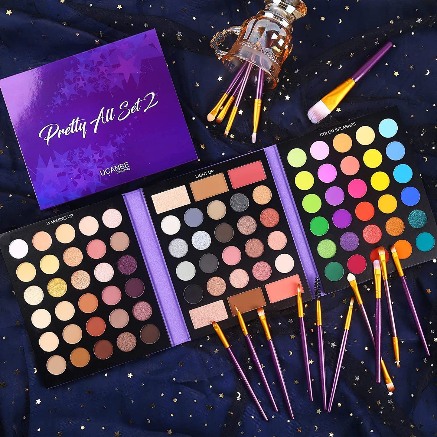UCANBE 86 Colors Nude Eyeshadow Palette with 15pcs Makeup Brushes Set,Color - Pretty All Set 2..