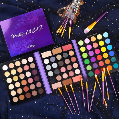 UCANBE 86 Colors Nude Eyeshadow Palette with 15pcs Makeup Brushes Set,Color - Pretty All Set 2..