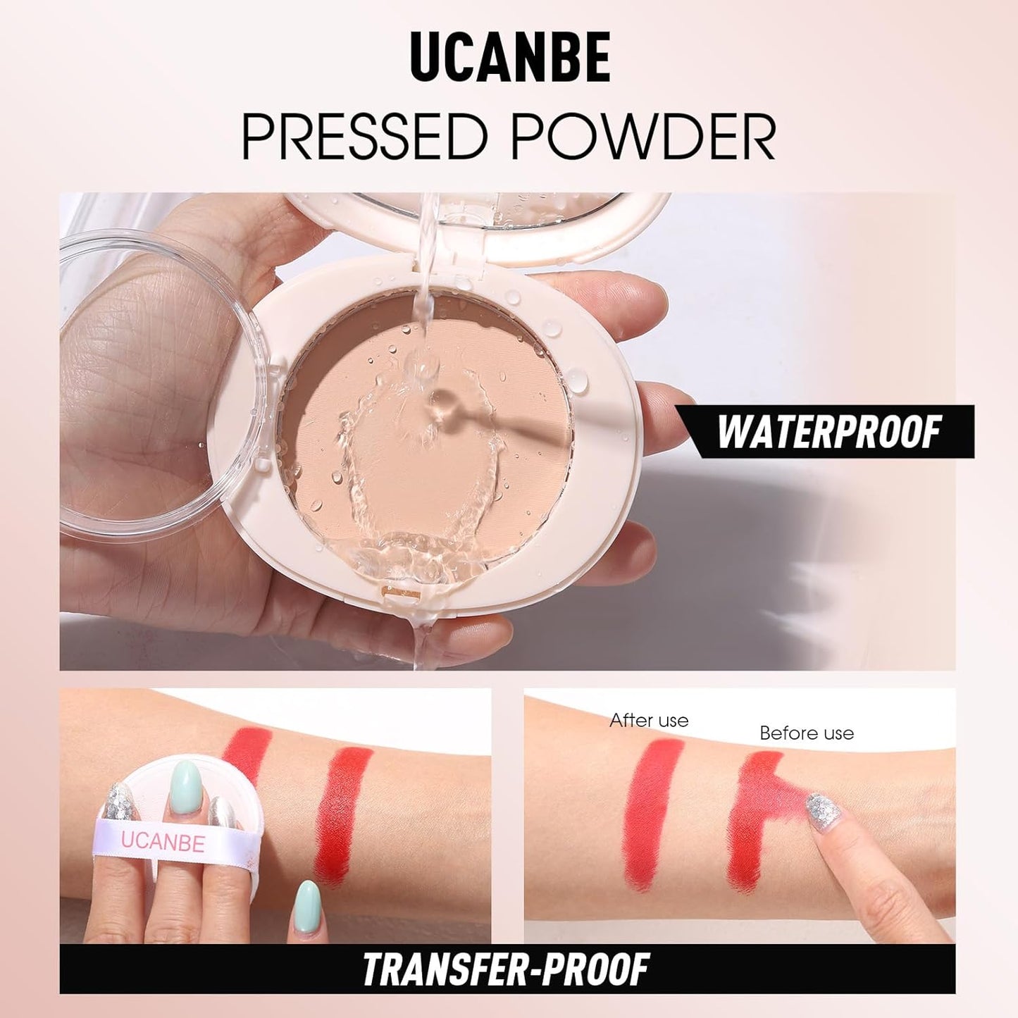 UCANBE 2-in-1 Pressed Face Powder & Foundation Makeup, Matte Oil Control Flawless Setting Powder..
