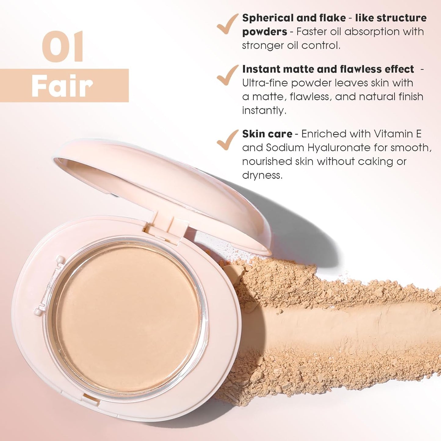 UCANBE 2-in-1 Pressed Face Powder & Foundation Makeup, Matte Oil Control Flawless Setting Powder..