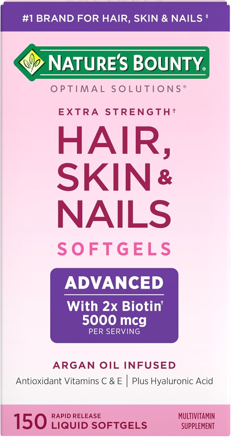Nature's Bounty Advanced Hair, Skin & Nails, Argan-Infused Vitamin Supplement with Biotin and Hyaluronic Acid..