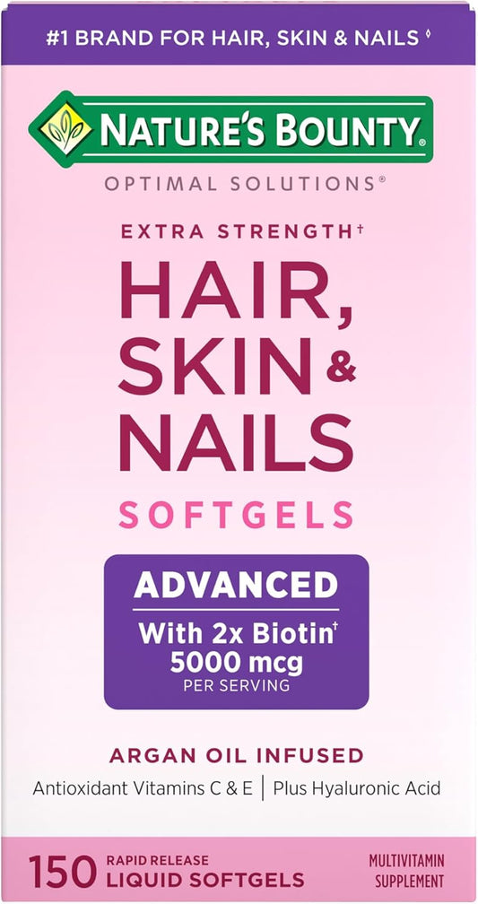 Nature's Bounty Advanced Hair, Skin & Nails, Argan-Infused Vitamin Supplement with Biotin and Hyaluronic Acid..