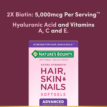 Nature's Bounty Advanced Hair, Skin & Nails, Argan-Infused Vitamin Supplement with Biotin and Hyaluronic Acid..