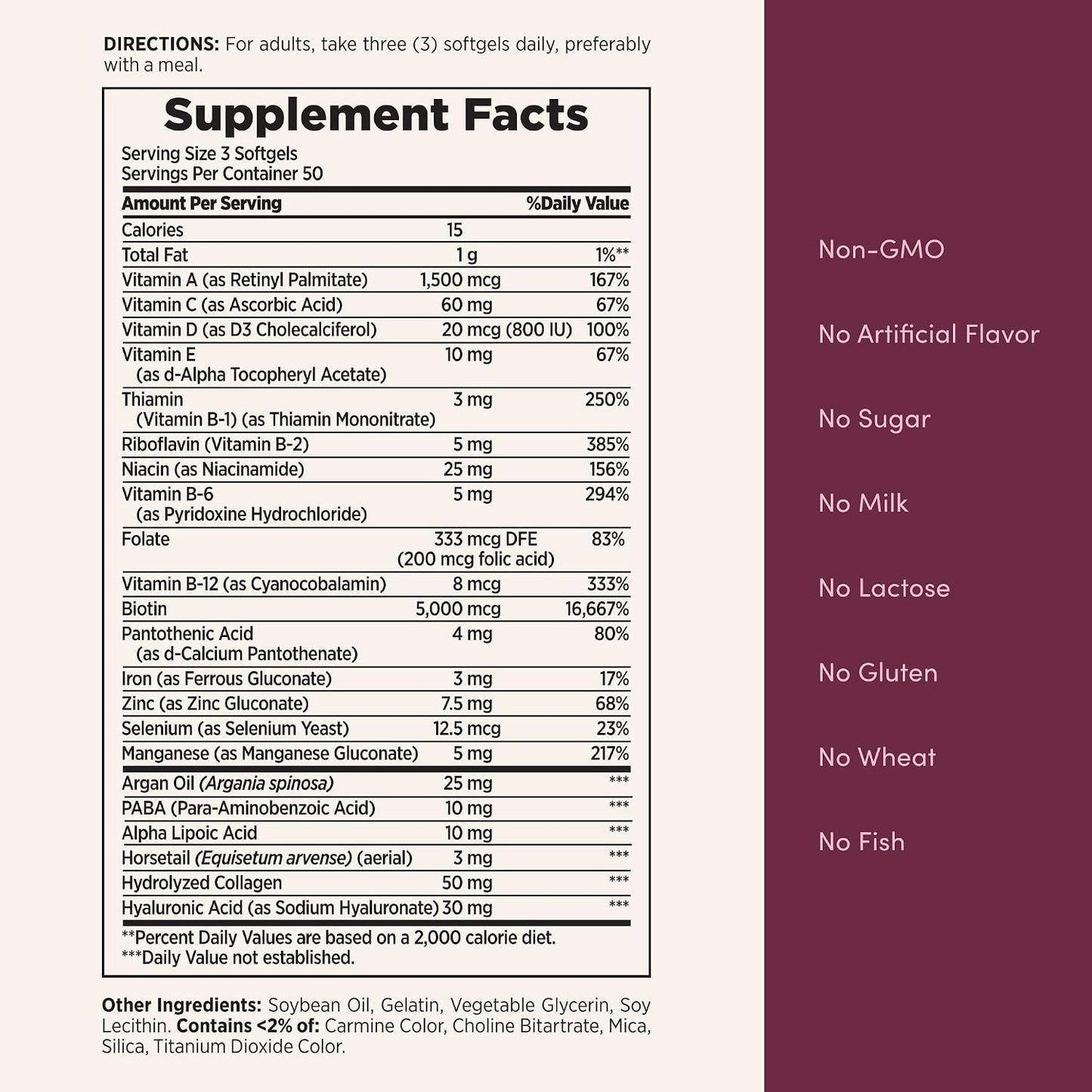 Nature's Bounty Advanced Hair, Skin & Nails, Argan-Infused Vitamin Supplement with Biotin and Hyaluronic Acid..