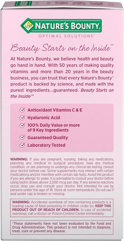 Nature's Bounty Advanced Hair, Skin & Nails, Argan-Infused Vitamin Supplement with Biotin and Hyaluronic Acid..