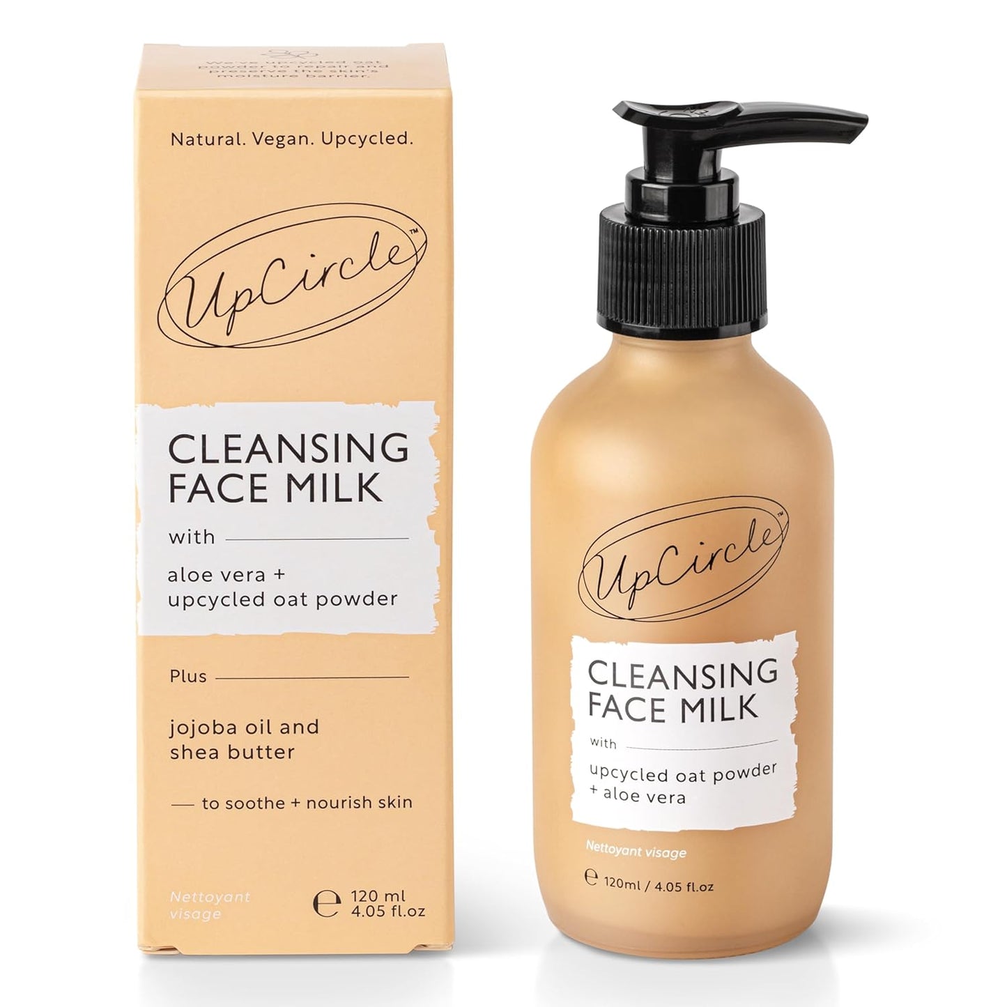 UPCIRCLE Cleansing Face Milk with Aloe Vera + Oat Powder 4.05oz - Cleansing, Repairing + Nourishing Skin - Vegan + Cruelty-Free