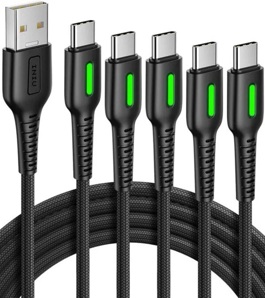 INIU USB C Cable, 5-Pack [1.6/3.3/6.6 ft] 3.1A Fast Charging Type C Cord