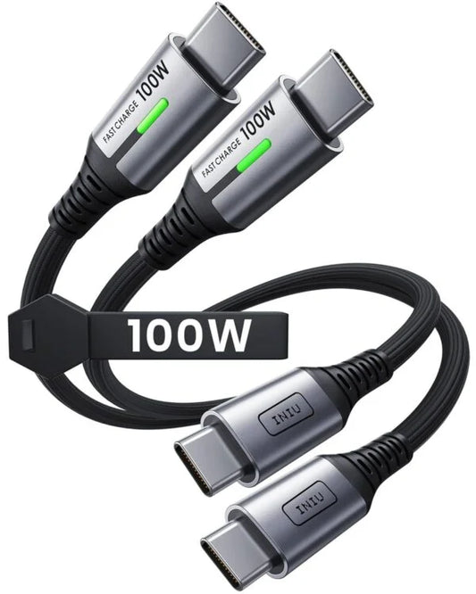 INIU Short USB C to USB C Cable, [1ft, 2-Pack] 100W Type C Cord