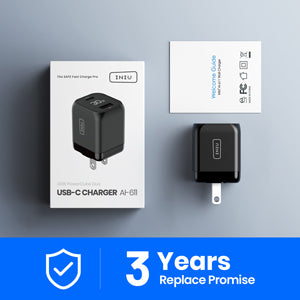 USB C Charger, INIU 30W PD QC 3.0 Dual Port Type C Charger Fast Charging Block