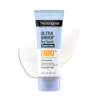 Neutrogena Ultra Sheer Dry Touch Sunscreen Lotion, Max SPF 100+, 3 fl. oz | Broad Spectrum for UVA/UVB Protection..