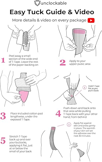 Unclockable Tuck Kit® 2 | All-Day Safety | 7 Swim-Proof Tucks | Transgender, NB, Drag Queens, Crossdressing Gaff Alternative