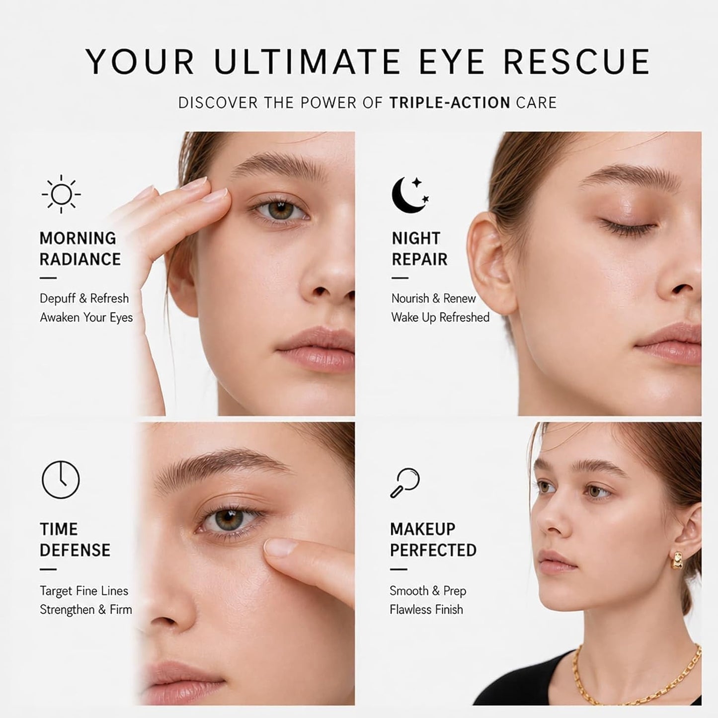 Under Eye Brightener Roller - Caffeine &amp; Retinol Eye Serum for Dark Circles, Puffiness & Fine Lines, Travel Essential Vegan Skincare..