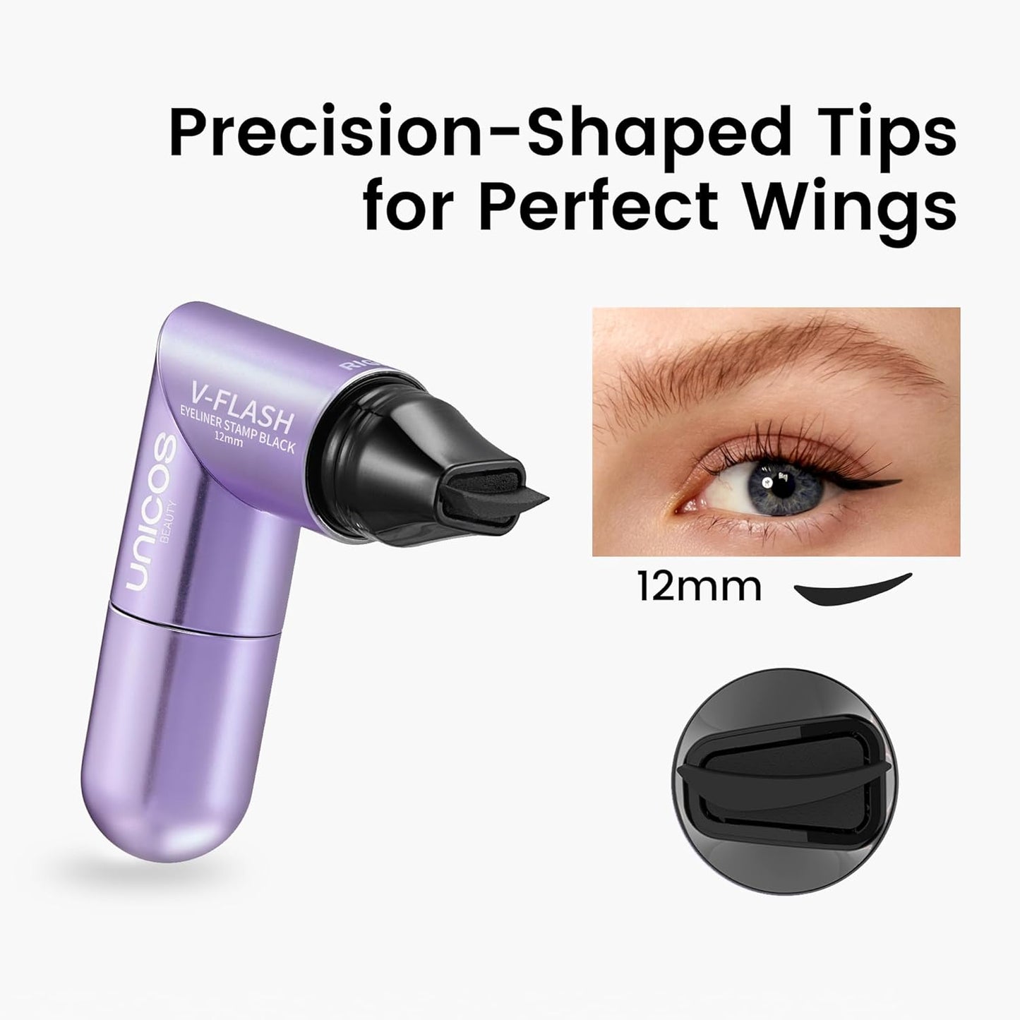 Unicos Winged Eyeliner Stamp - 90° Ergonomic Cat Eye Makeup Tool with Dual-Sided L/R Symmetry, Waterproof & Smudge..