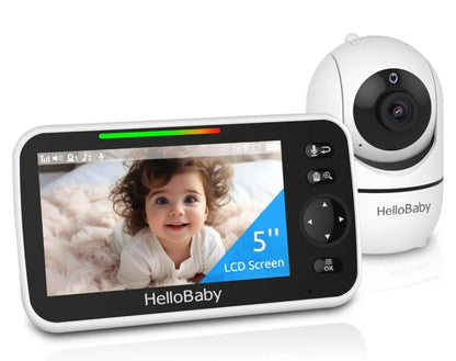 HelloBaby Upgrade Baby Monitor, 5”Sreen with 30-Hour Battery