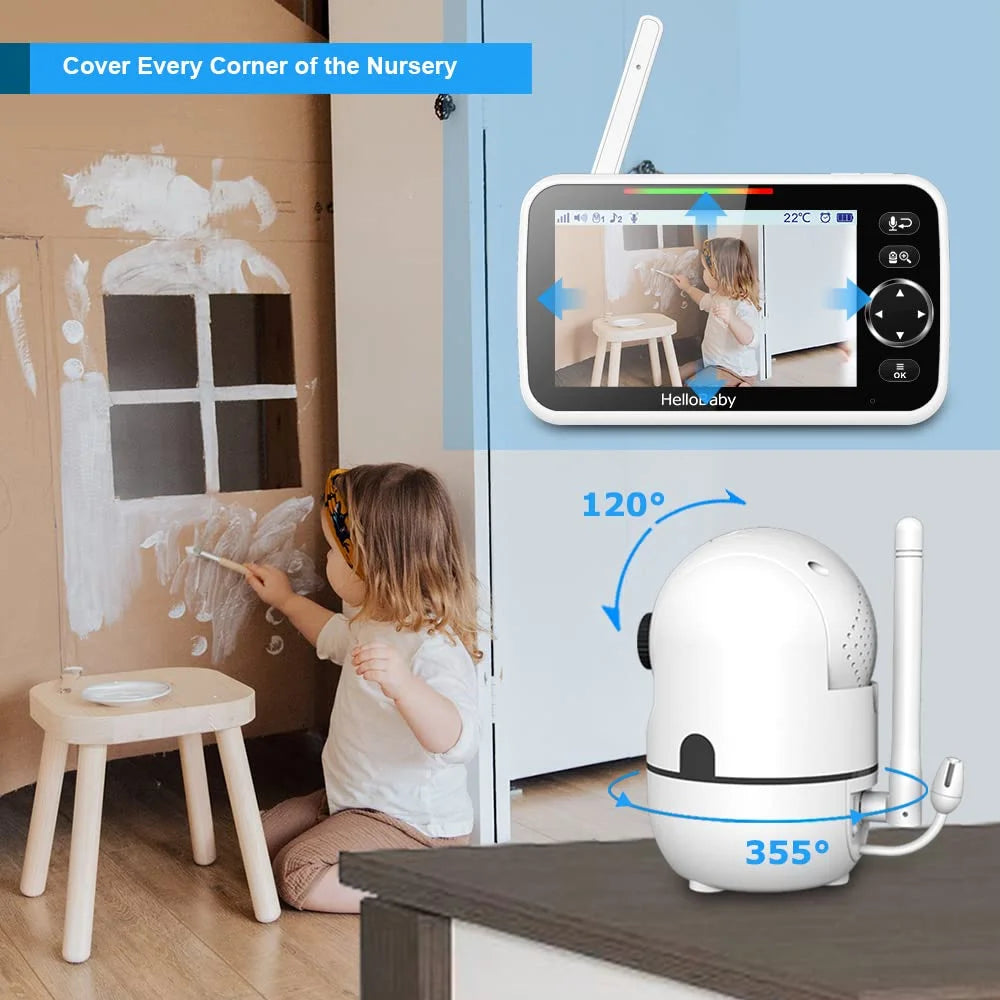 HelloBaby Upgrade Baby Monitor, 5”Sreen with 30-Hour Battery