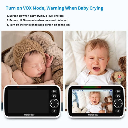 HelloBaby Upgrade Baby Monitor, 5”Sreen with 30-Hour Battery