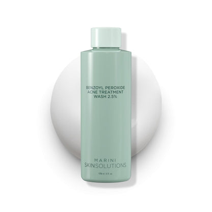 Marini SkinSolutions Benzoyl Peroxide Acne Treatment Wash 2.5% - Potent Antibacterial Face Cleanser for Oily & Acne-Prone Skin..