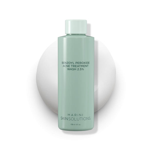 Marini SkinSolutions Benzoyl Peroxide Acne Treatment Wash 2.5% - Potent Antibacterial Face Cleanser for Oily & Acne-Prone Skin..