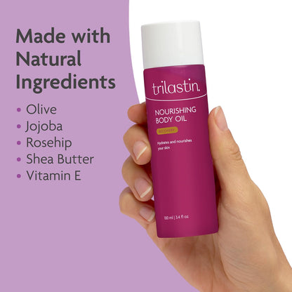 Trilastin Body Oil (3.4oz) | Vitamin-Infused Stretch Mark Oil | Body Serum for Scars, Stretch Marks, and Moisturizing..