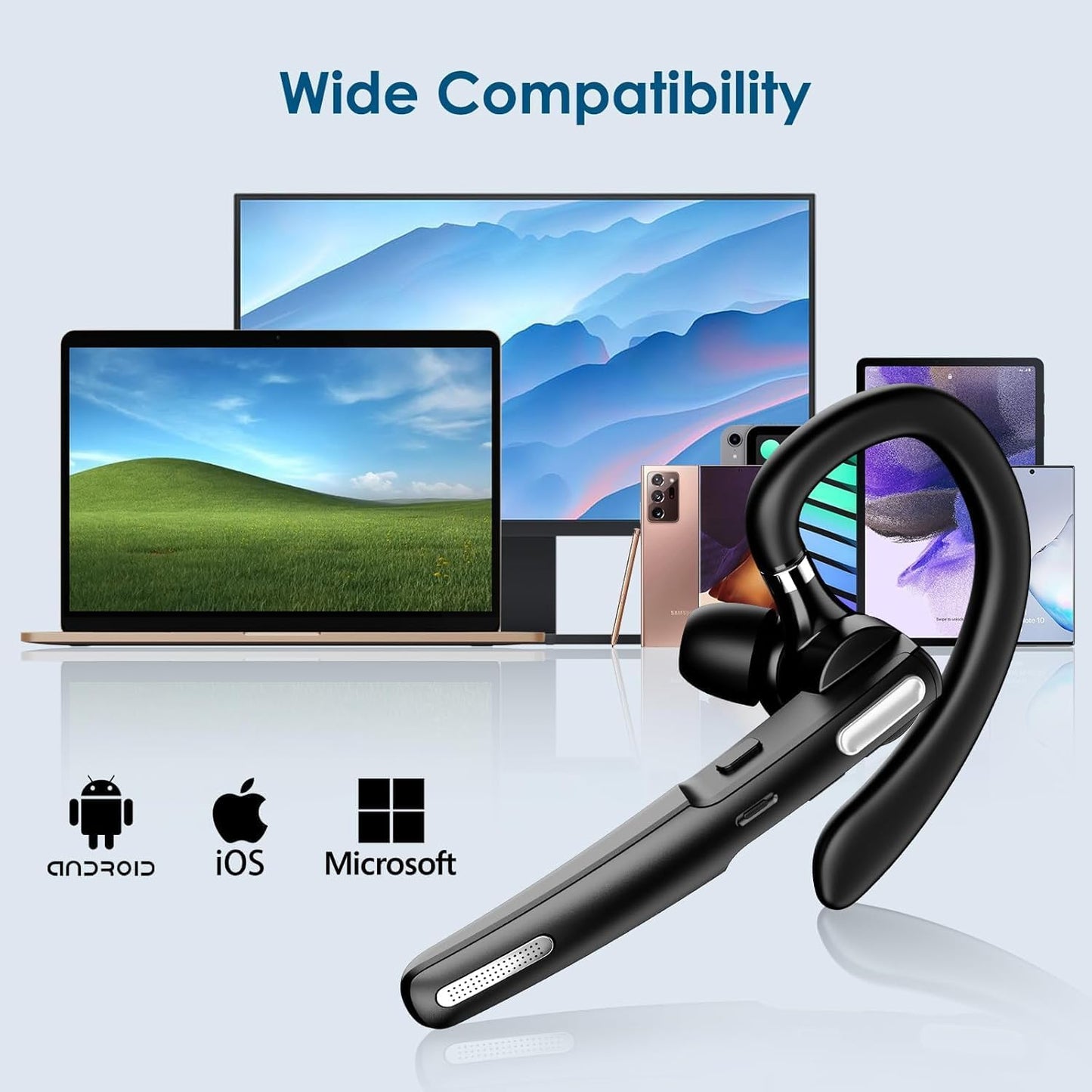 V5.0 Bluetooth Headset, Wireless Bluetooth Earpiece Earphones