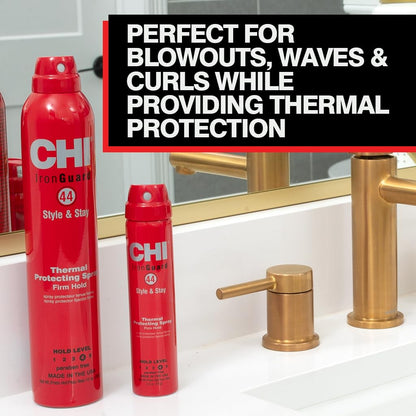 CHI 44 Iron Guard Style &amp; Stay Firm Hold Protecting Spray, Heat Protectant & Hairspray for a Long-Lasting Hold..