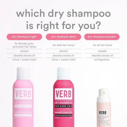 VERB Dry Shampoo Dark | Oil Absorbing + Root Refresh for Brunettes