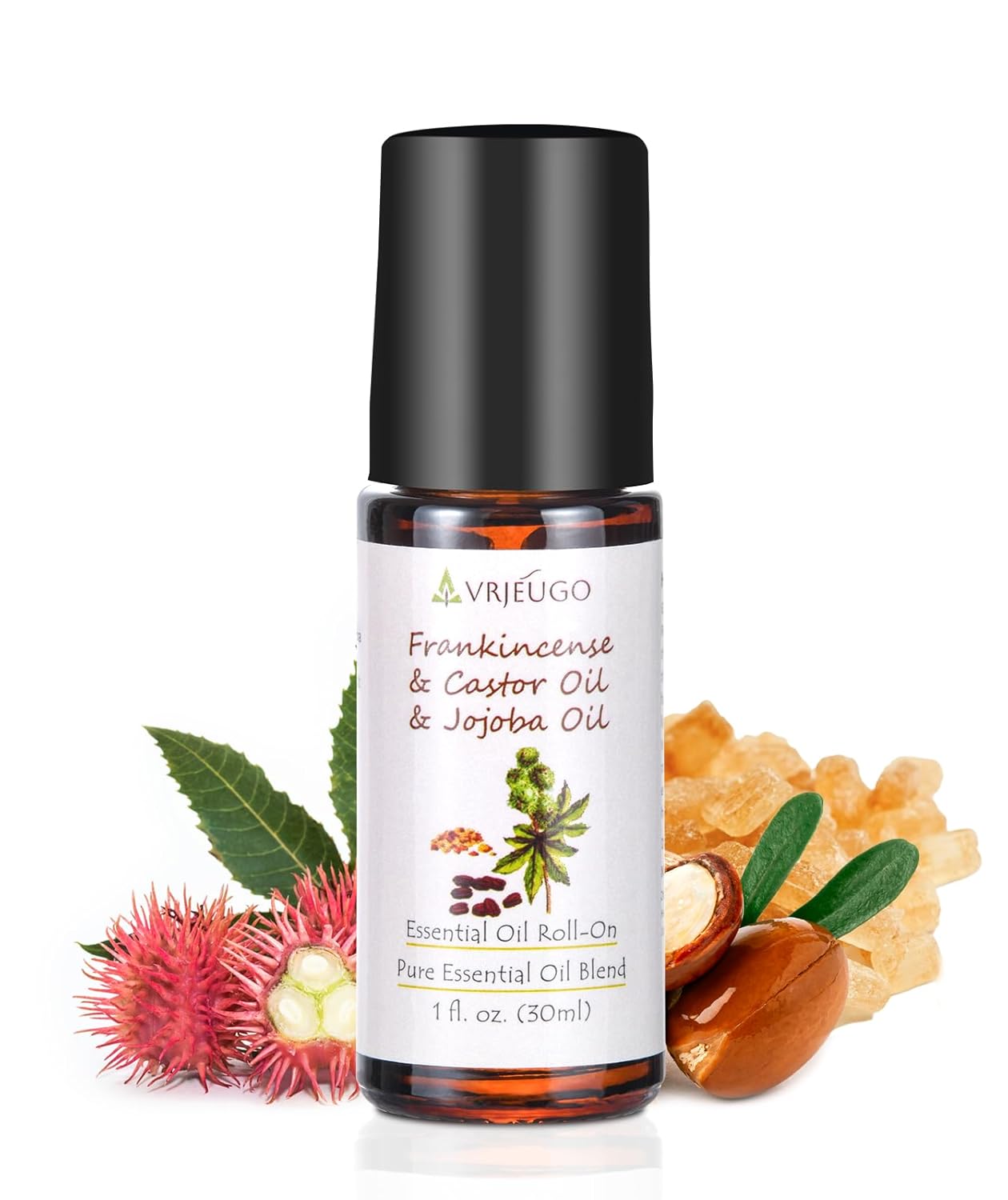 Organic Frankincense, Castor &amp; Jojoba Oil Roll-On – 3-in-1 Blend 100% Pure Essential Oil Blend for Face & Body..