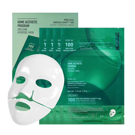 VT COSMETICS Pro Cica Reedle Shot 100 2-Step Hydrogel Mask(34.5gx4ea), Intensive Calming, Exosome Centella Asiatica..