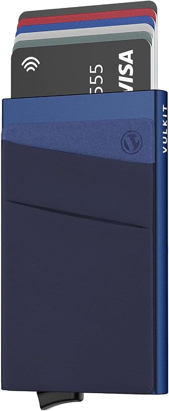 VULKIT Card Holder with Money Pocket Pop Up Wallet RFID Blocking Slim Metal Bank Card