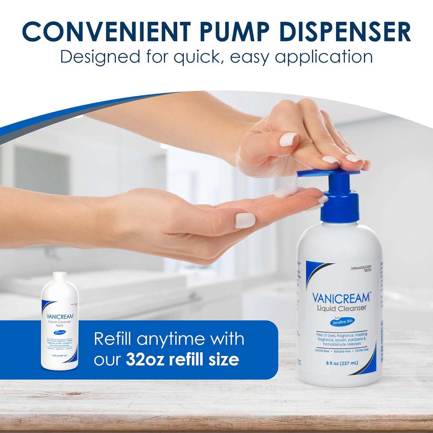 Vanicream Liquid Cleanser - 8 fl oz – Unscented, Gluten-Free Formula for Sensitive Skin (Pack 0f 1)