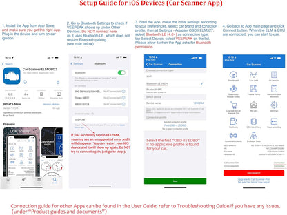 Veepeak OBDCheck BLE Bluetooth OBD II Scanner for iOS & Android..