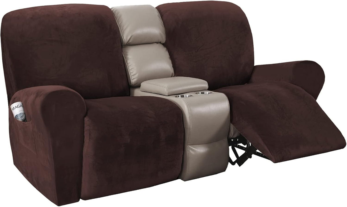 H.VERSAILTEX Velvet Stretch Recliner Couch Covers 6-Pieces Recliner Loveseat Covers for 2 Cushion Couch Recliner Sofa..