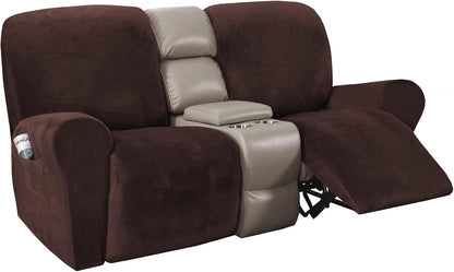 H.VERSAILTEX Velvet Stretch Recliner Couch Covers 6-Pieces Recliner Loveseat Covers for 2 Cushion Couch Recliner Sofa..