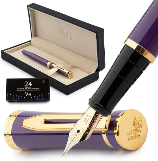 Wordsworth & Black Fountain Pen Set, Medium Nib, Includes 24 Ink Cartridges and Ink Refill Converter