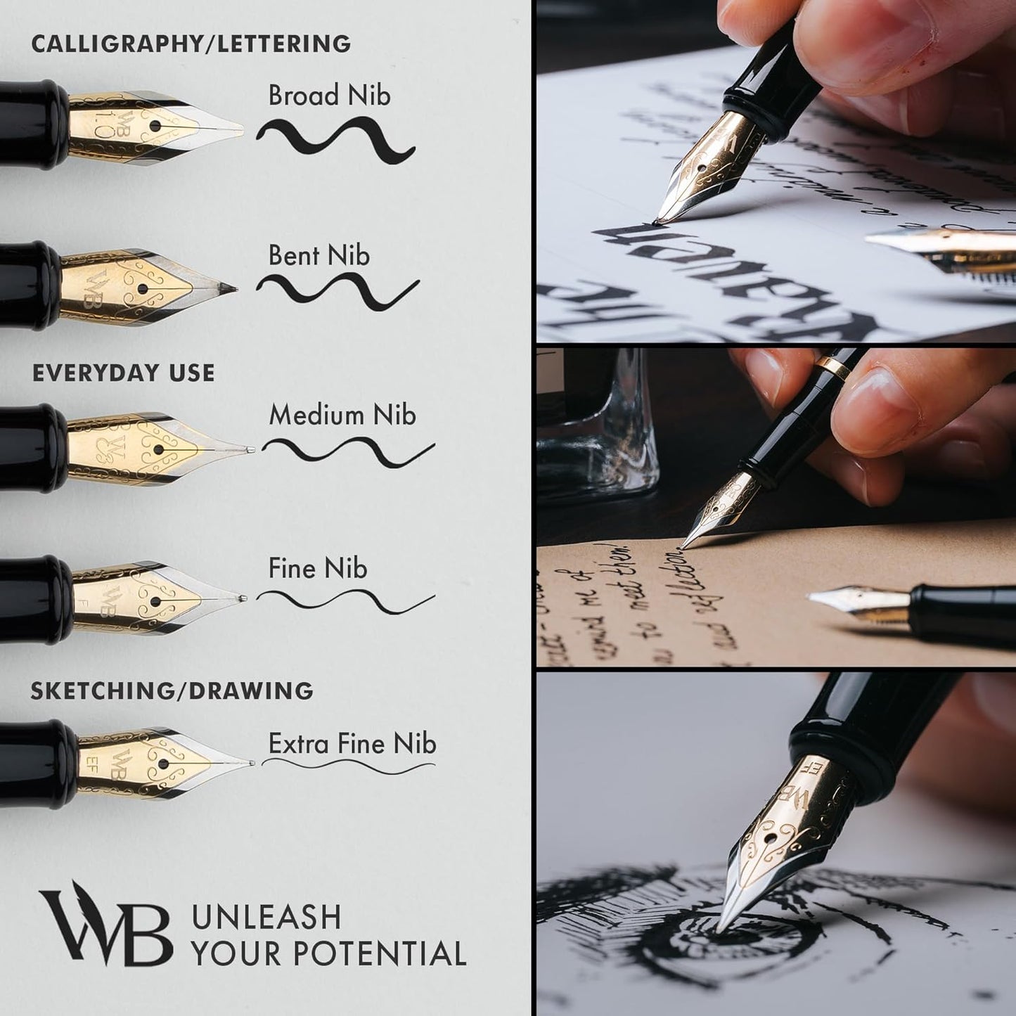 Wordsworth & Black Fountain Pen Set, Medium Nib, Includes 24 Ink Cartridges and Ink Refill Converter
