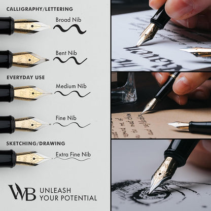 Wordsworth & Black Fountain Pen Set, Medium Nib, Includes 24 Ink Cartridges and Ink Refill Converter