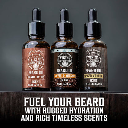 Viking Revolution Ultimate Beard Care Collection - Gifts for Men Includes Oil, Balm, Brush, Comb and Pen..