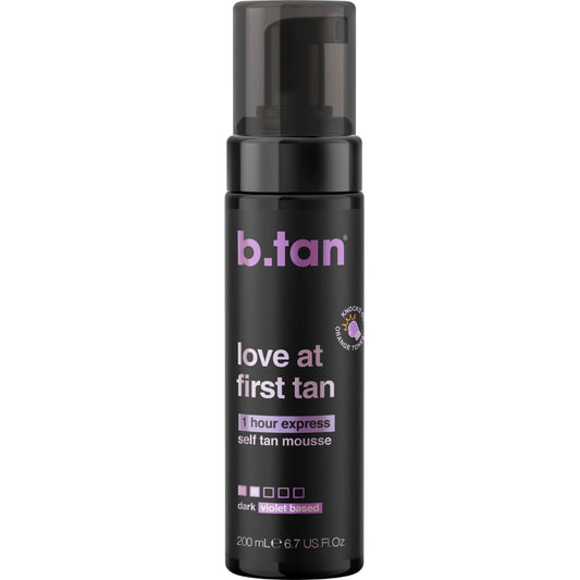 b.tan Violet Base Self Tanner Mousse | Love At First Tan - Best, 1 Hour Express Sunless Tanning Foam..