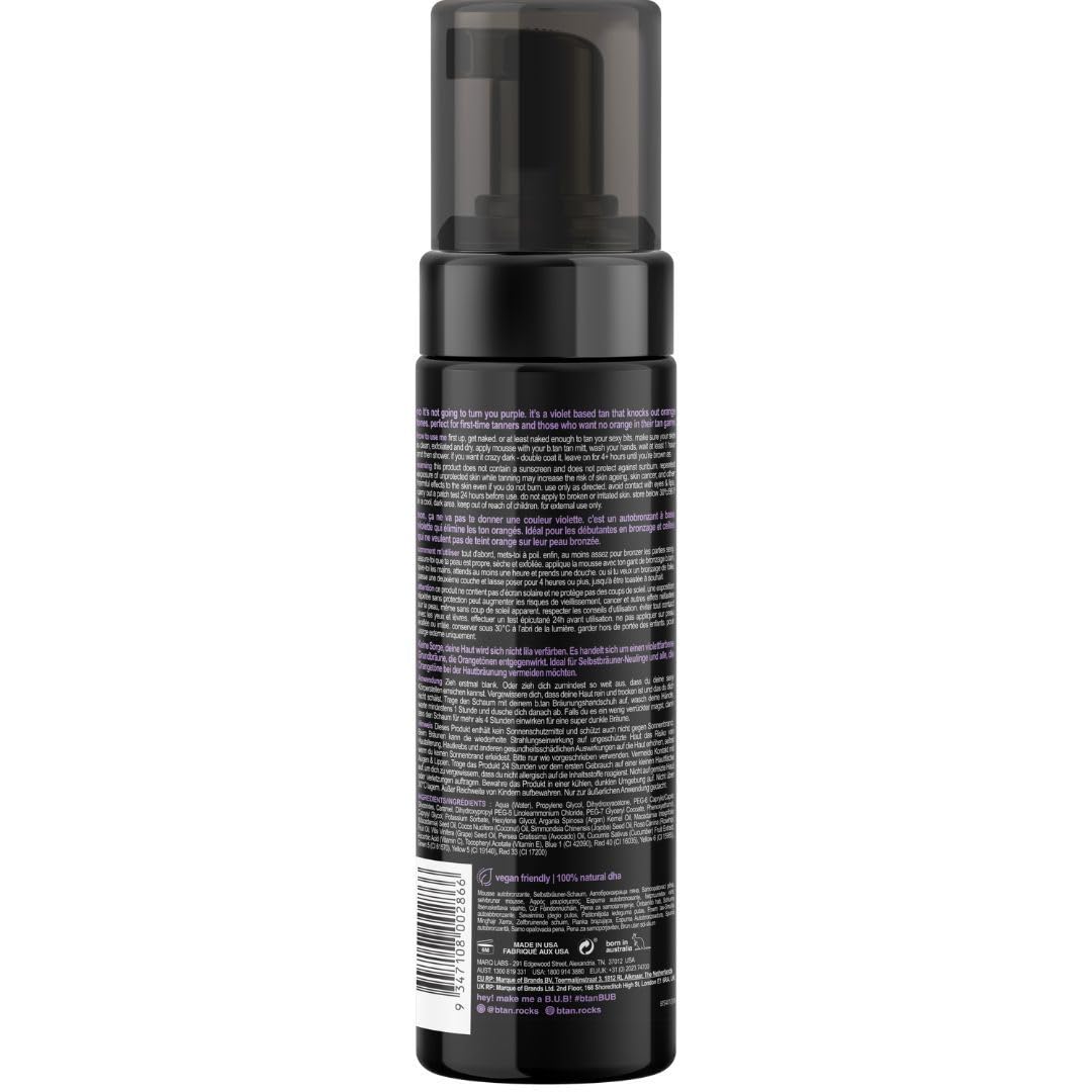 b.tan Violet Base Self Tanner Mousse | Love At First Tan - Best, 1 Hour Express Sunless Tanning Foam..
