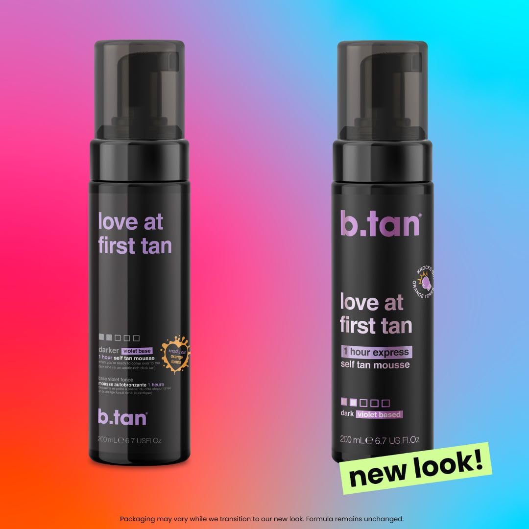 b.tan Violet Base Self Tanner Mousse | Love At First Tan - Best, 1 Hour Express Sunless Tanning Foam..