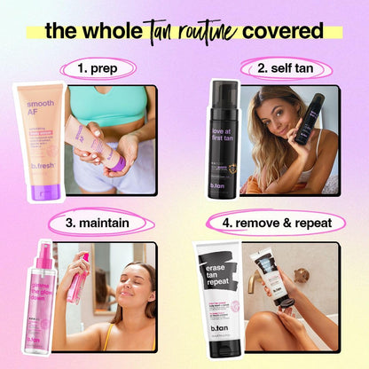 b.tan Violet Base Self Tanner Mousse | Love At First Tan - Best, 1 Hour Express Sunless Tanning Foam..